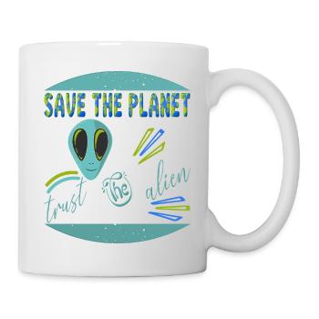 Save the planet trust the alien - Mug blanc - blanc - Droite