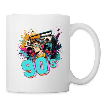 90s 90er Jahre Musik Ghettoblaster Kopfhörer Party - Tasse - Weiß - Rechts