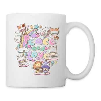 Peace and love preditors and prey in kawaii style - Mug - white - Right