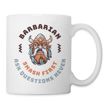 Barbarian in RPG Smash First Ask Questions Never - Mug - white - Right