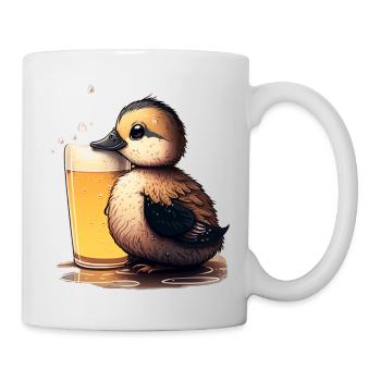 Cute baby duck with beer - Mug - white - Right