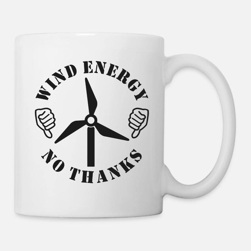 Windenergie Nein Danke, Daumen runter - Tasse - Weiß