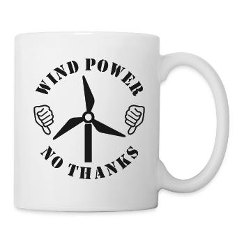 Énergie éolienne Non merci, pouce baissé - Mug blanc - blanc - Droite