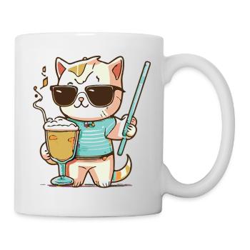 Un chat avec un cocktail dans la patte - Mug blanc - blanc - Droite