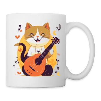 Cute cat with guitar - Mug - white - Right