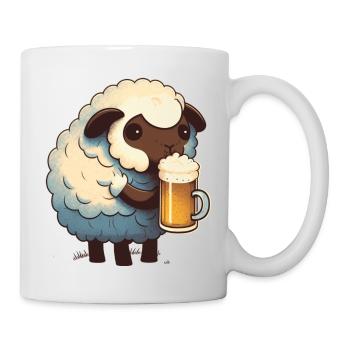 Little cute sheep with beer - Mug - white - Right