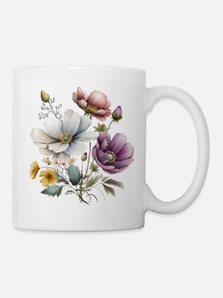 Belles fleurs - Mug blanc - blanc