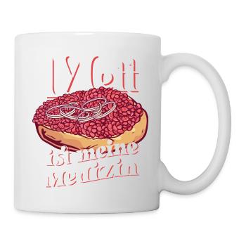 Mett ist meine Medizin Mett Brötchen Geschenk - Tasse - Weiß - Rechts