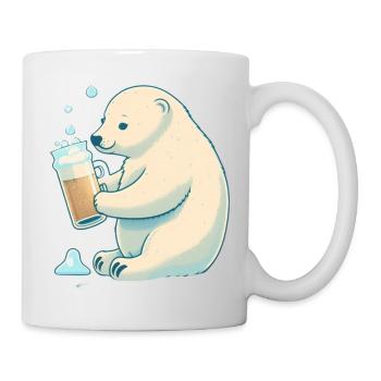 Eisbär genießt ein leckeres Bier - Tasse - Weiß - Rechts