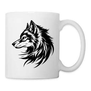 Wolf Kopf Silhouette - Tasse - Weiß - Rechts