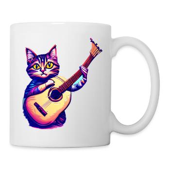 Guitarist Domestic Cat Cat Guitar Cat Kitten - Mug - white - Right