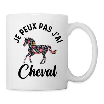 Je Peux Pas J'ai Cheval Cadeau Fleuri - Mug blanc - blanc - Droite