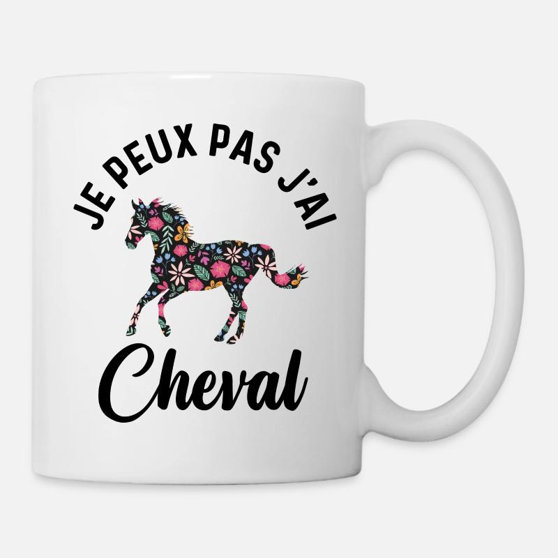 Je Peux Pas J'ai Cheval Cadeau Fleuri - Mug blanc - blanc