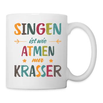 Singen ist wie Atmen nur krasser Retro - Tasse - Weiß - Rechts