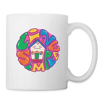 Tiny House Live Simple with purple outline - Mug - white - Right