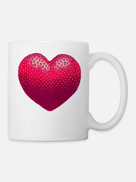 Erdbeerherz - Tasse - Weiß