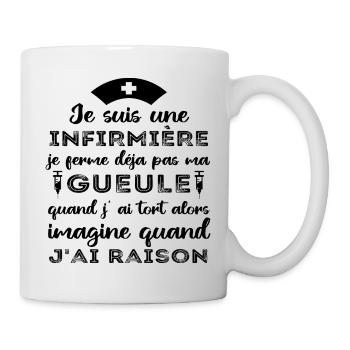 Infirmière je ferme pas ma gueule humour cadeau - Mug blanc - blanc - Droite