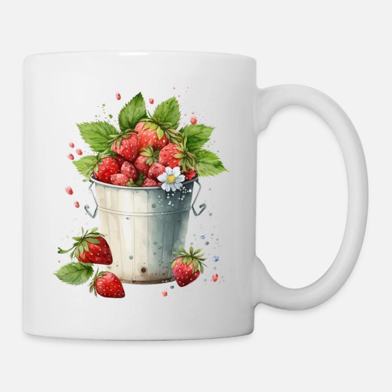 Seau de fraises - Mug blanc - blanc