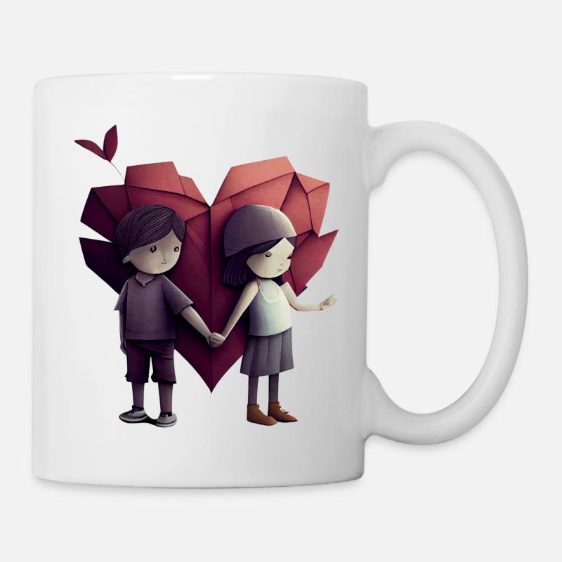 Origami Love – Hands and Hearts - Mug - white