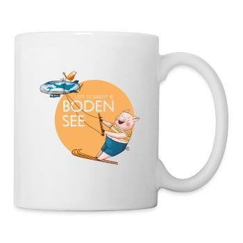 "Life is great @Bodensee" Wasserski Schwein! - Tasse - Weiß - Rechts