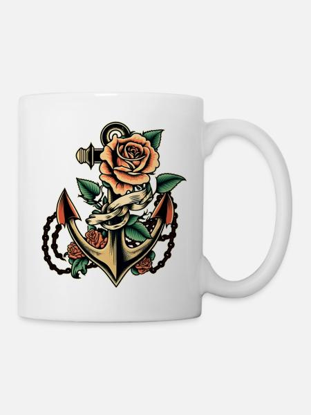 Immer noch mit rosa Old-School-Tattoo - Tasse - Weiß