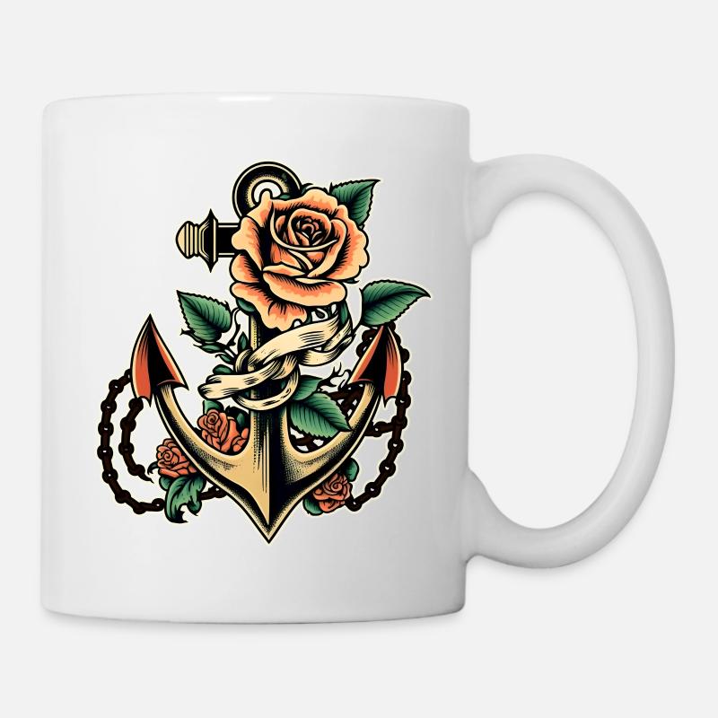 Immer noch mit rosa Old-School-Tattoo - Tasse - Weiß