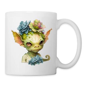 Mignon extraterrestre avec des fleurs - Mug blanc - blanc - Droite