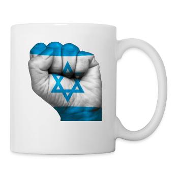 Flagge Israels auf geschlossener Faust gemalt - Tasse - Weiß - Rechts