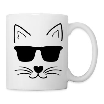 Chat cool avec des lunettes de soleil - Mug blanc - blanc - Droite