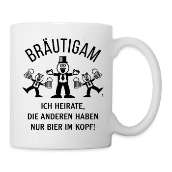 Bräutigam (Karikatur / Bier Im Kopf / 1C) - Tasse - Weiß - Rechts