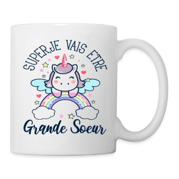 Je vais être grande soeur humour licorne cadeau - Mug blanc - blanc - Droite