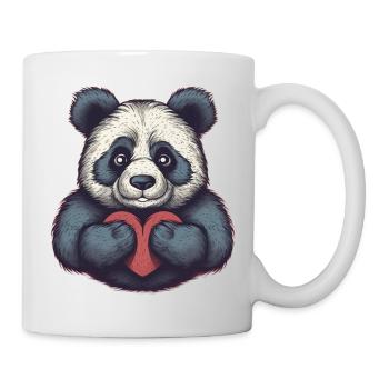 Cute panda bear holds a heart in his paws - Mug - white - Right