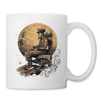 Steampunk in Stuhl Sternenreise goldener Mond - Tasse - Weiß - Rechts