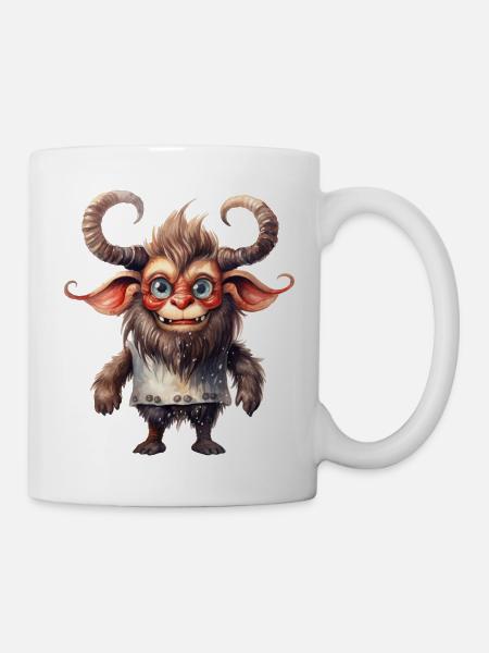 Krampus Wasserfarben Zeichnung - Tasse - Weiß