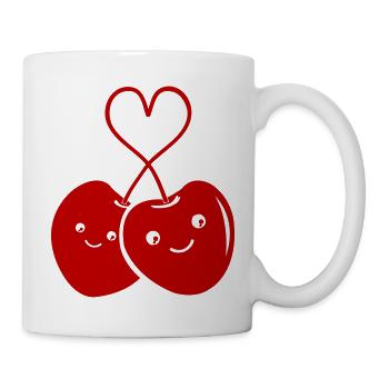 kirschen verliebt - Tasse - Weiß - Rechts