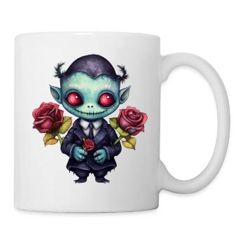 Funny vampire with roses - Mug - white - Right
