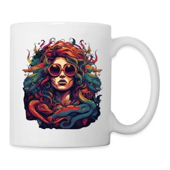 Cool Medusa tête serpents cheveux grandes couleurs - Mug blanc - blanc - Droite