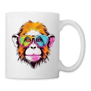 Elvi le singe à lunettes - Mug blanc - blanc - Droite