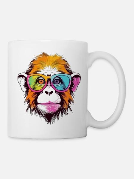 Elvi, der bebrillte Affe - Tasse - Weiß