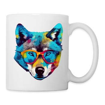 Bil le loup à lunettes - Mug blanc - blanc - Droite