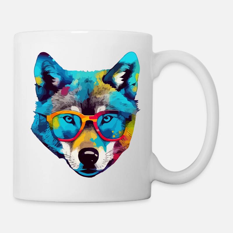 Bil der Brillenwolf - Tasse - Weiß