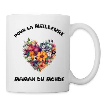Bouquet de fleurs en coeur - Mug blanc - blanc - Droite