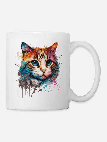 Popart colourful Cat - Mug - white