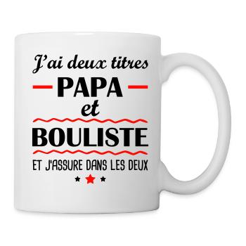 Deux titres papa bouliste, cadeau fête des pères - Mug blanc - blanc - Droite