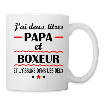Deux titres papa boxeur, cadeau fête des pères - Mug blanc - blanc - Droite