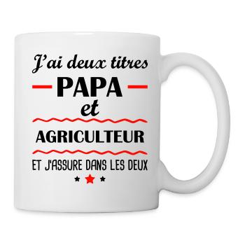 Deux titres papa et agriculteur, fête des pères - Mug blanc - blanc - Droite