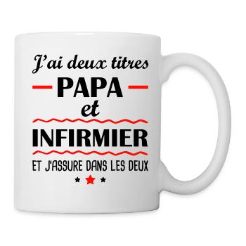 Deux titres papa infirmier, cadeau fête des pères - Mug blanc - blanc - Droite