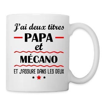 Deux titres papa mécano, cadeau fête des pères - Mug blanc - blanc - Droite