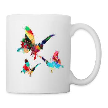 Papillons, Aquarelle, Coloré, Peinture, Graffiti - Mug blanc - blanc - Droite