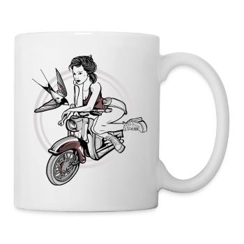Schwalbe Lady // Illustration - Tasse - Weiß - Rechts